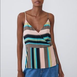 Zara Striped Surplice Cami Tank Top NWT